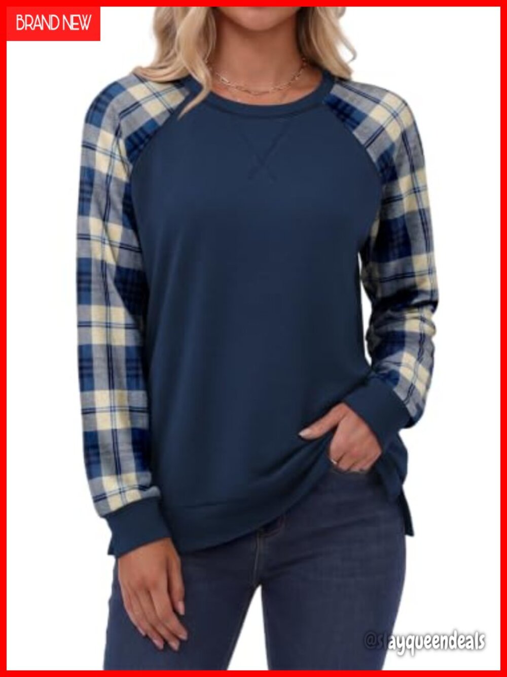 Women's Color Block Crewneck Sweatshirt Oversized Pullover Long Sleeve